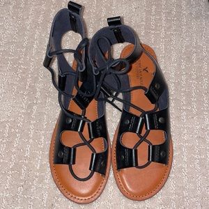 Brand new black lace up sandals